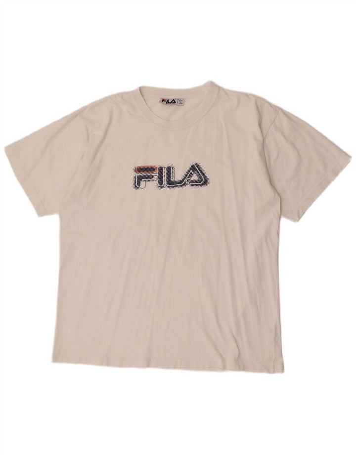 Fila Mens Graphic T-Shirt Top Large White