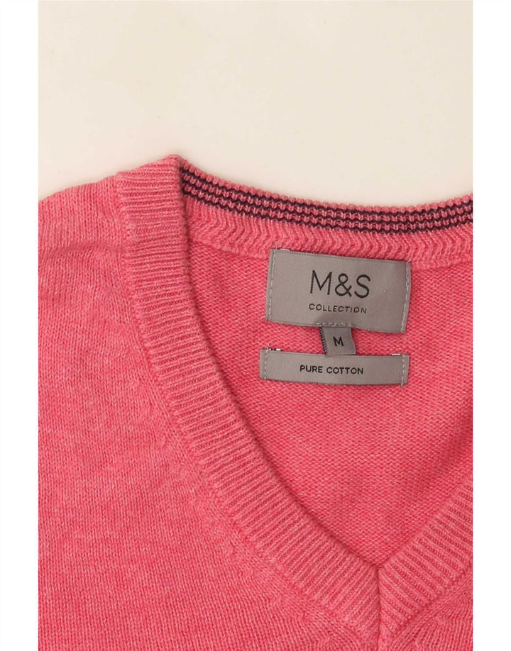 Marks & Spencer Jersey con Cuello en V para Hombre de algodón Rosa Medio