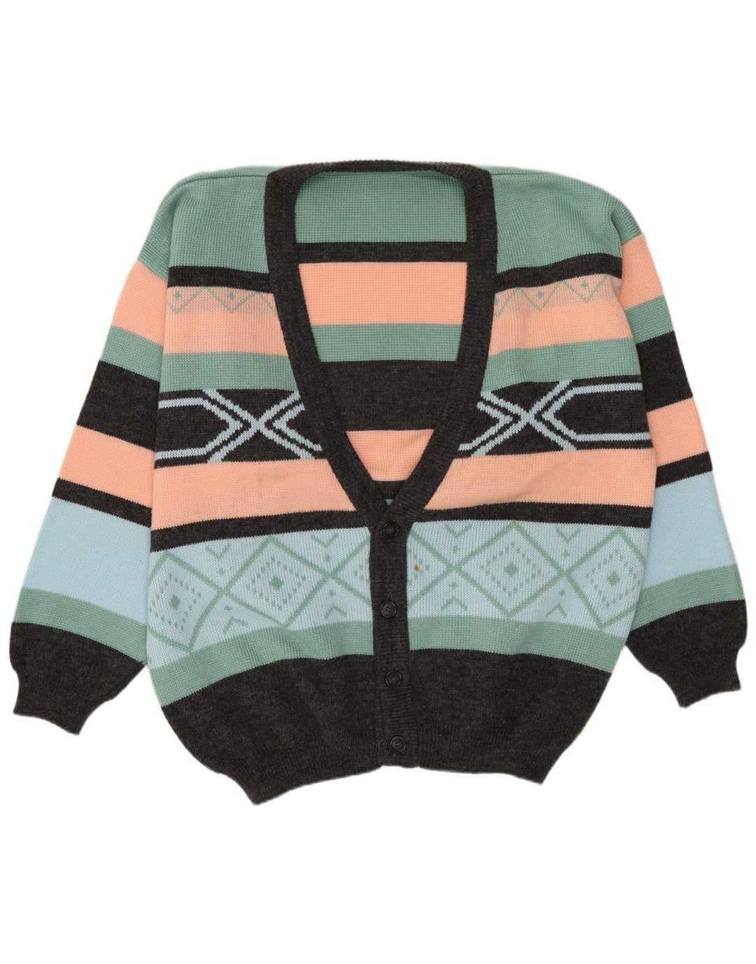 VINTAGE Mens Cardigan Sweater IT 52/54 Large Multicoloured Fair Isle