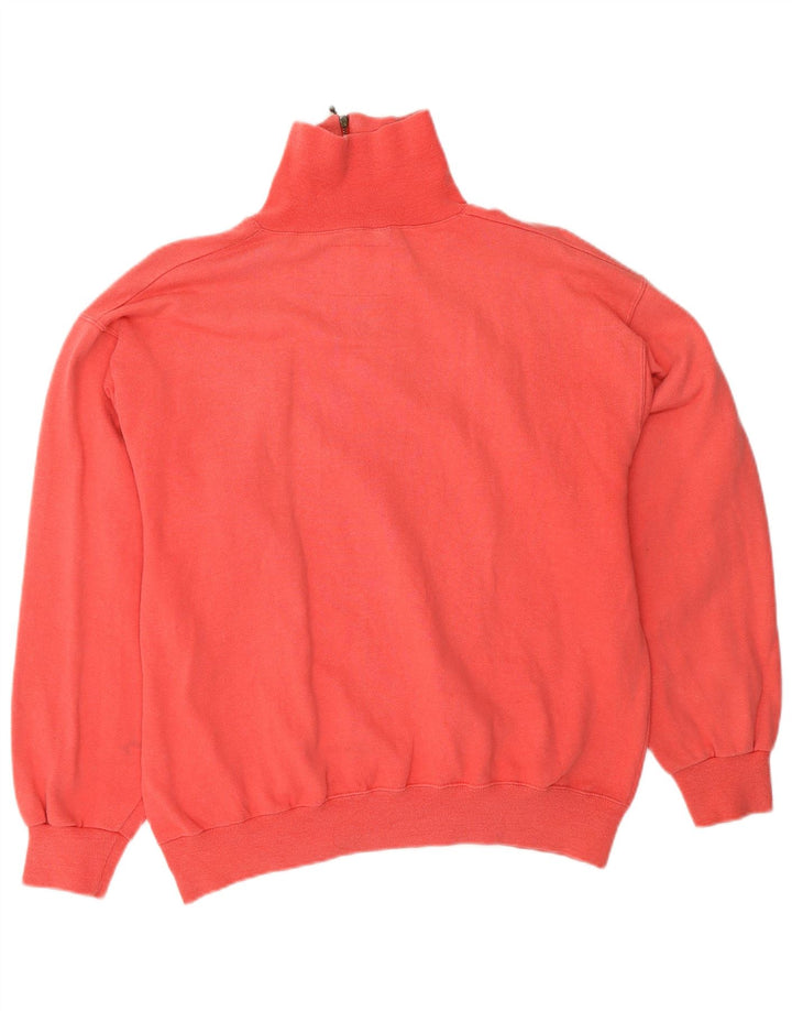 CHAMPION Womens Zip Neck Sweatshirt Jumper UK 14 Medium Red Cotton