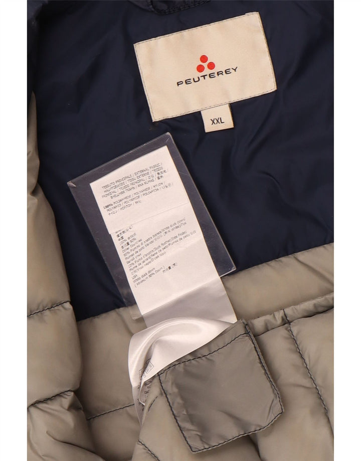 PEUTEREY Mens Quilted Jacket UK 44 2XL Navy Blue Nylon