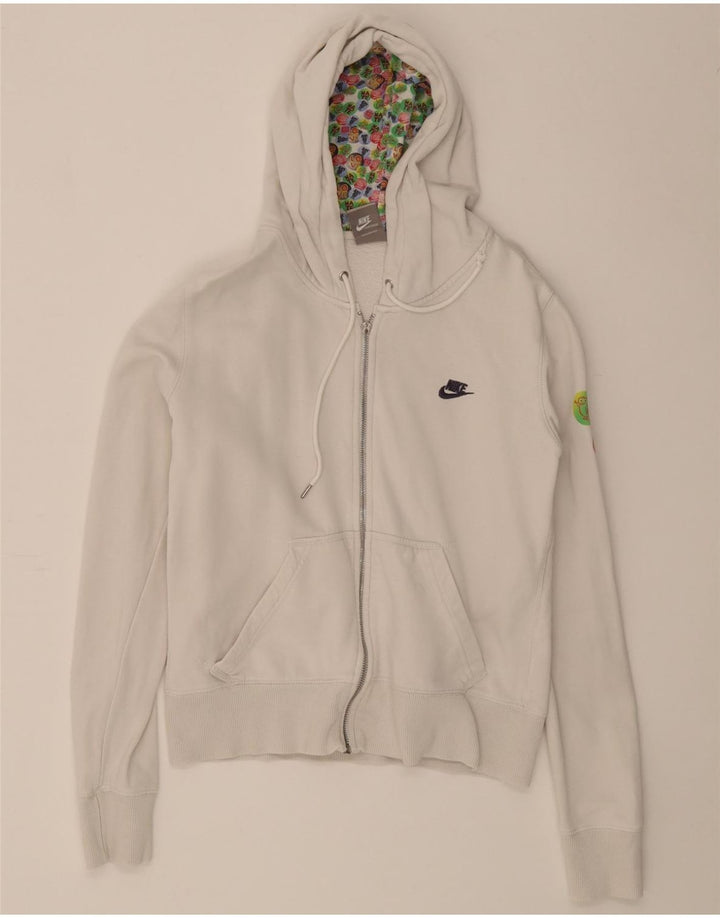 NIKE Womens Zip Hoodie Sweater UK 10/12 Medium Off White Vintage Nike and Second-Hand Nike from Messina Hembry 