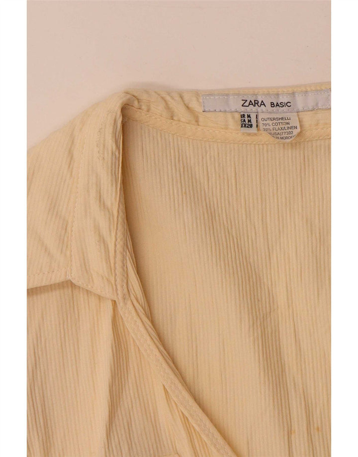 Zara Dame A-Line Kjole UK 12 Medium Gul Bomuld