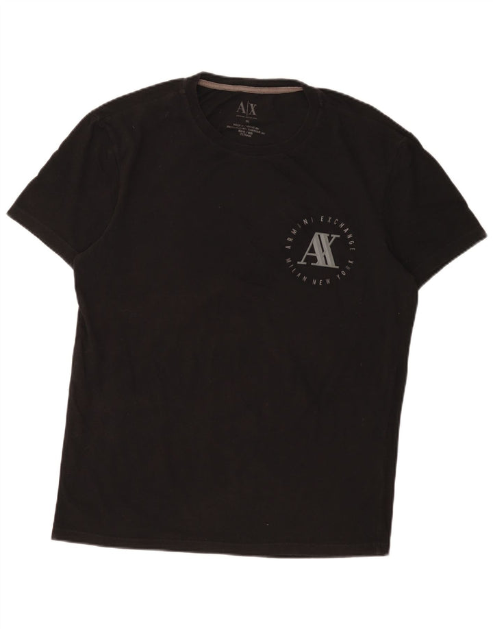 Armani Exchange Mens Graphic T-Shirt Top Medium Black Cotton