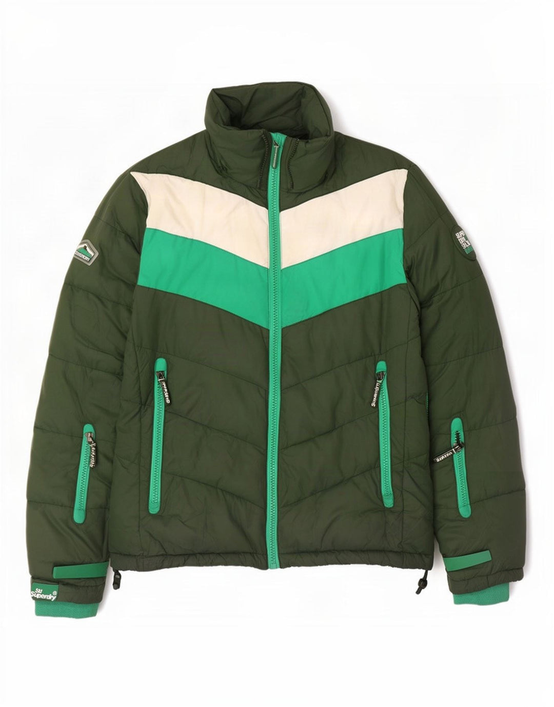 Superdry Veste matelassée pour hommes UK 40 Large Vert Colorblock Polyester