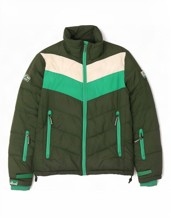 Giacca imbottita da uomo Superdry UK 40 Large Verde Colourblock Poliestere