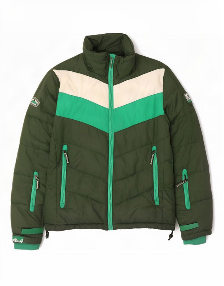 Superdry Veste matelassée pour hommes UK 40 Large Vert Colorblock Polyester