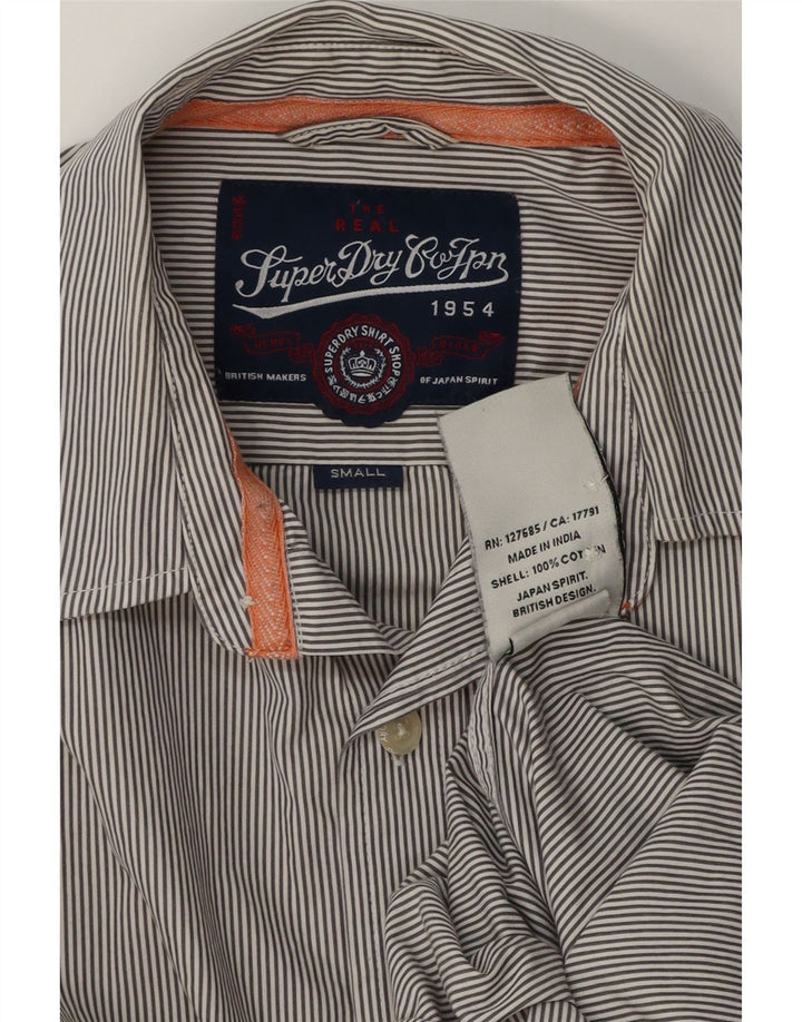 Camicia da uomo Superdry Small in cotone gessato grigio