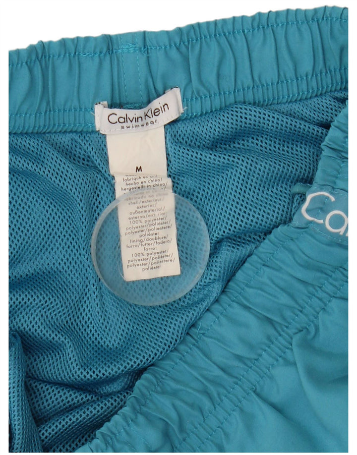 Calvin Klein Mens Graphic Swimming Shorts Medium  Blue Polyester