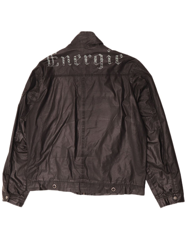 Energie Chaqueta militar de algodón encerado gráfico para hombre UK 44 2XL Algodón negro