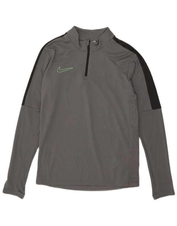 Nike Mens Dri Fit Zip Neck Pullover Tracksuit Top Small Grey Colourblock