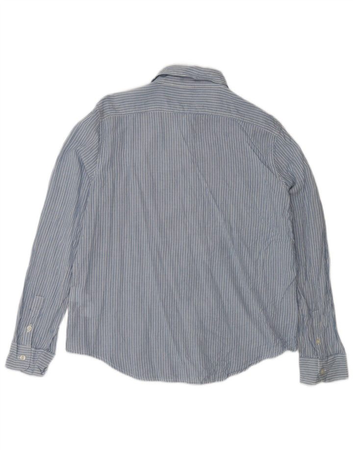 Chaps Womens Petite Shirt UK 16 Large Blue Striped Cotton
