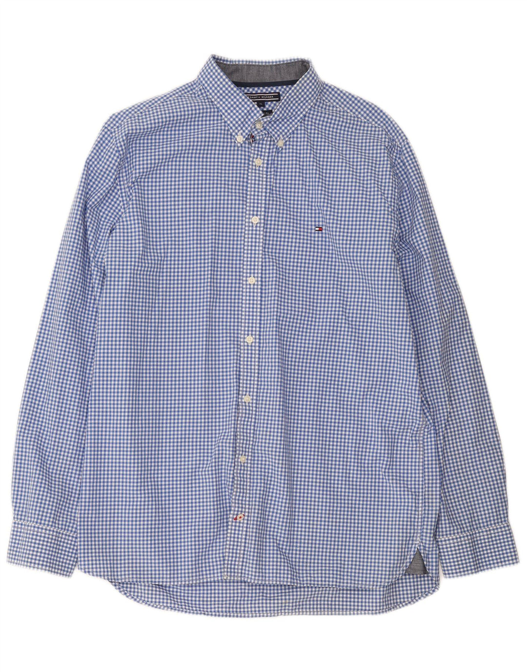 Tommy Hilfiger Mens Shirt XL Blue Gingham Cotton