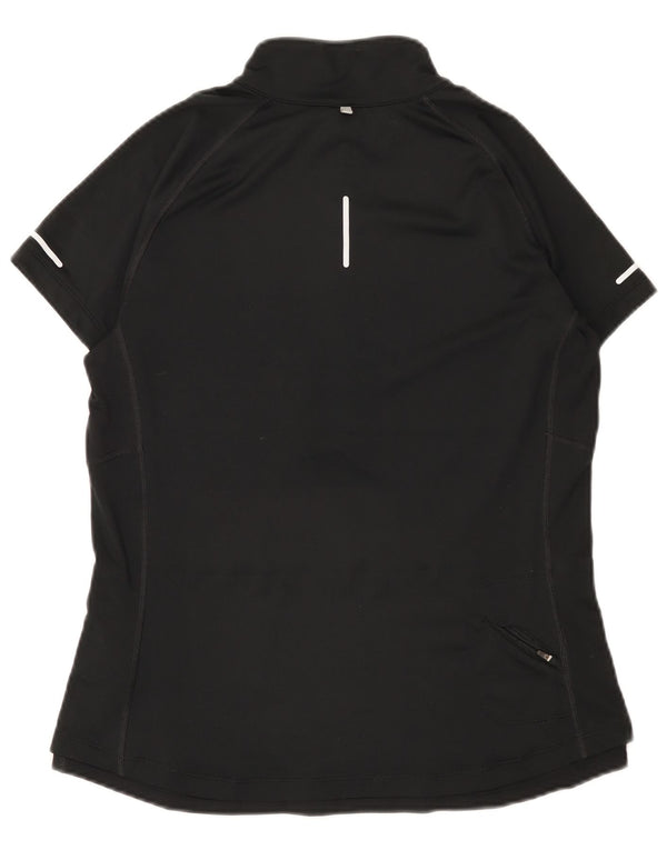 Nike Damen Dri Fit Zip Neck T-Shirt Top UK 14 Large Schwarz Polyester