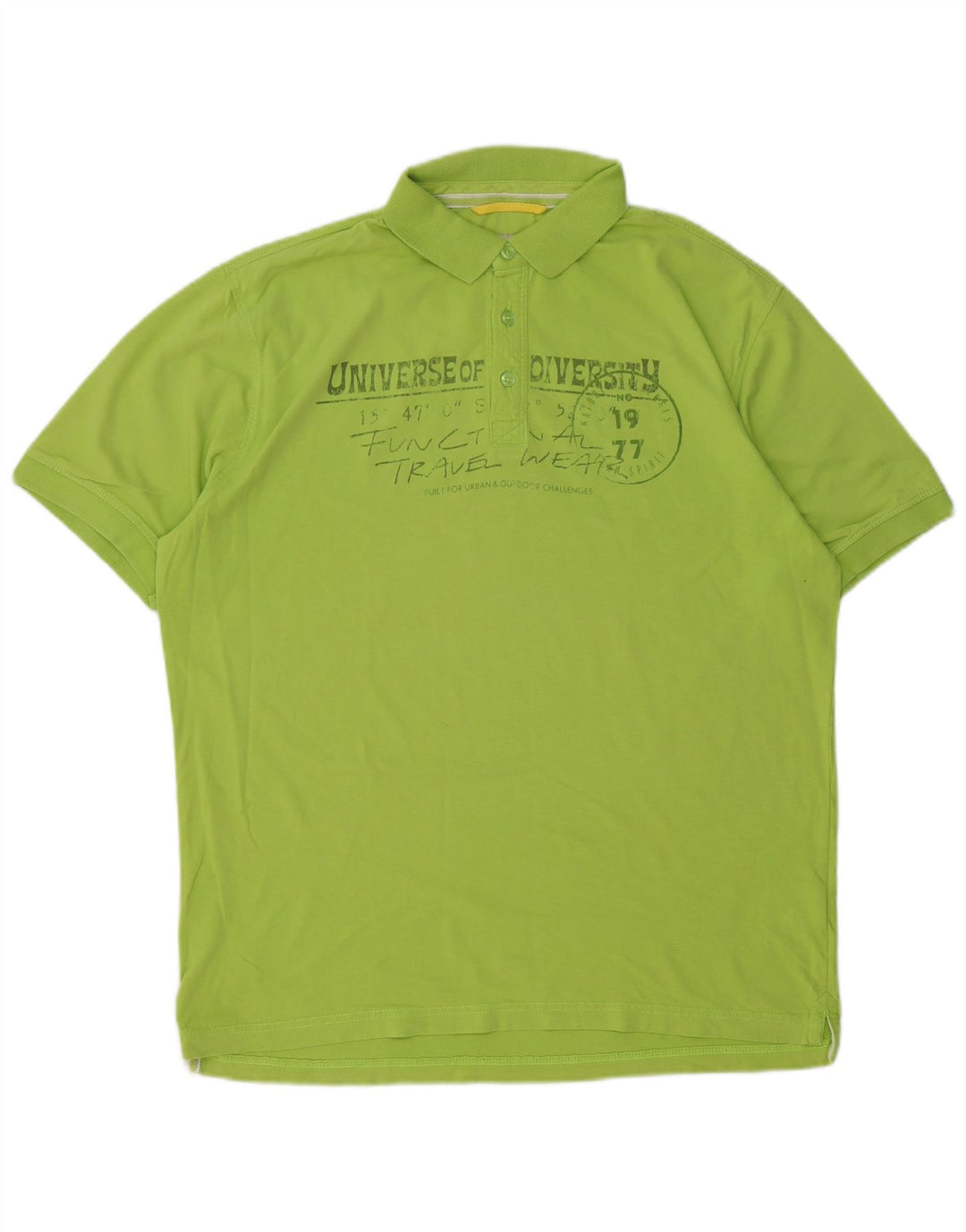 Camel Active Mens Graphic Polo Shirt XL Green Cotton