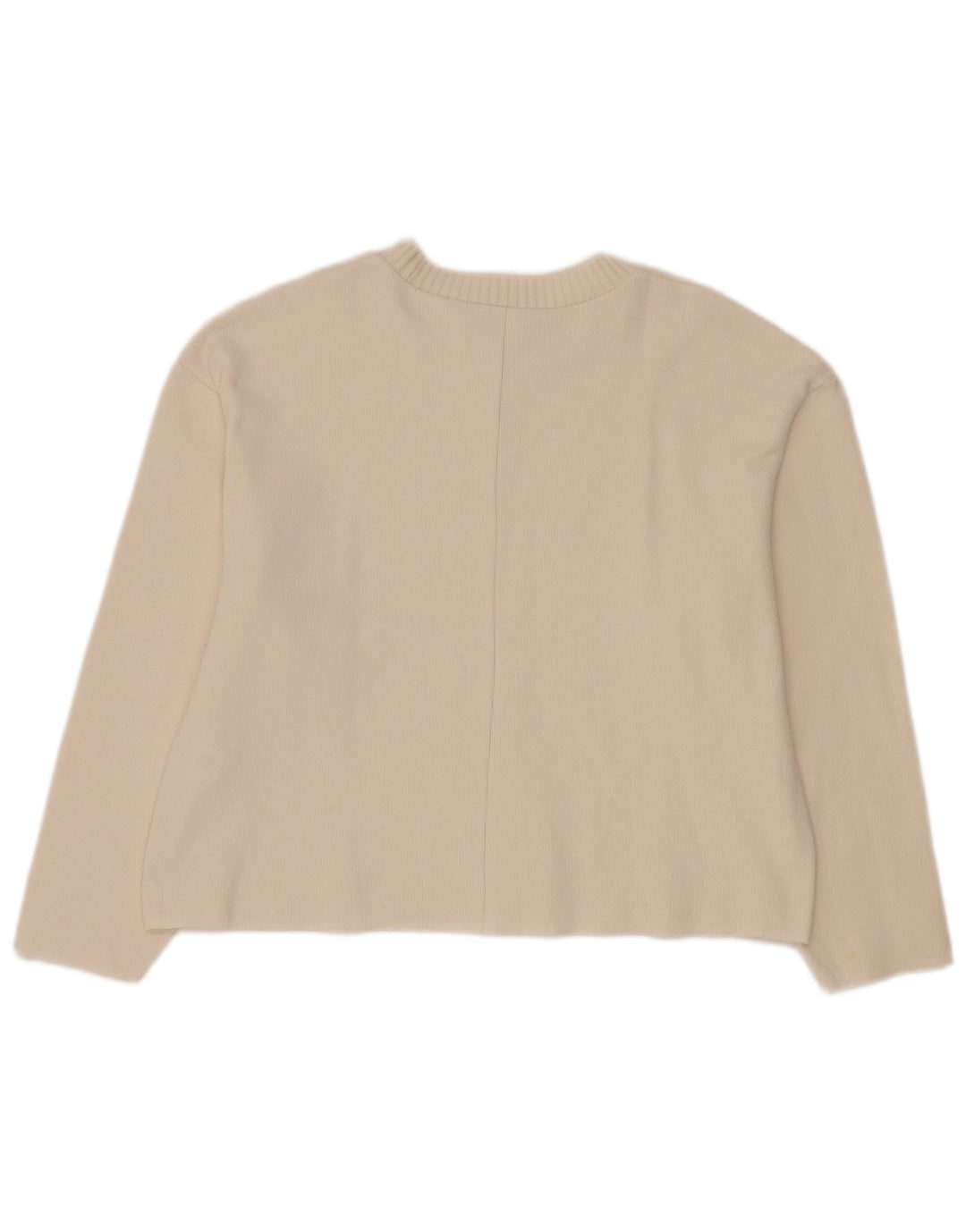 Zara Womens Crew Neck Jumper Sweater UK 14 Medium White Polyester