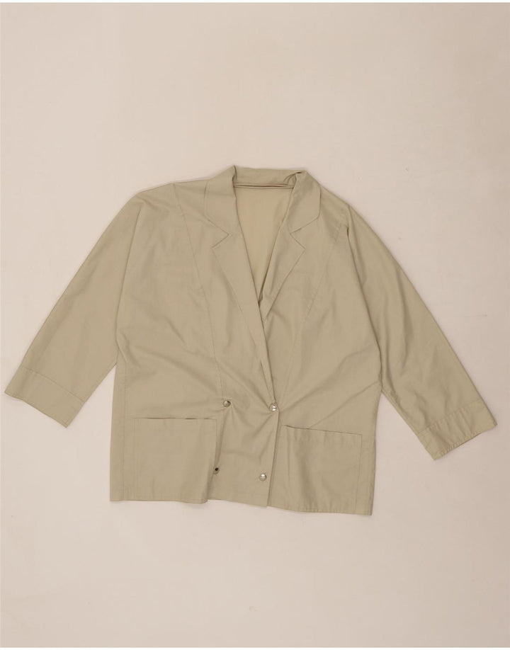 VINTAGE Womens Double Breasted Blazer Jacket UK 14 Medium Beige Vintage Vintage and Second-Hand Vintage from Messina Hembry 