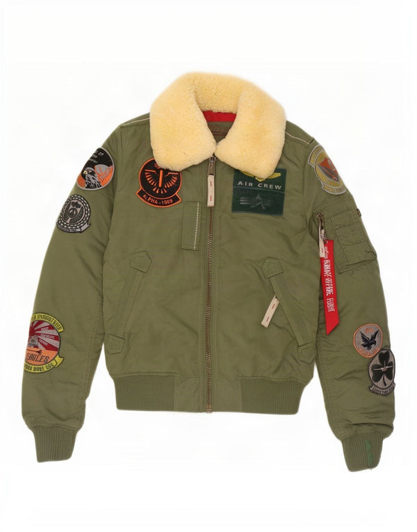 Giubbotto bomber grafico da donna Alpha Industries UK 6 XS nylon verde