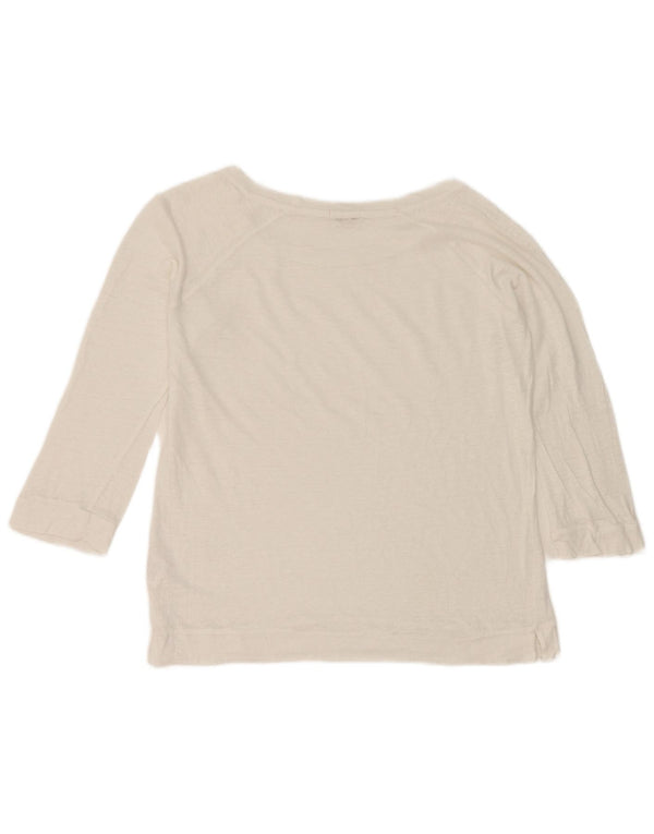 Jigsaw Womens Top 3/4 Sleeve UK 10 Small White Linen