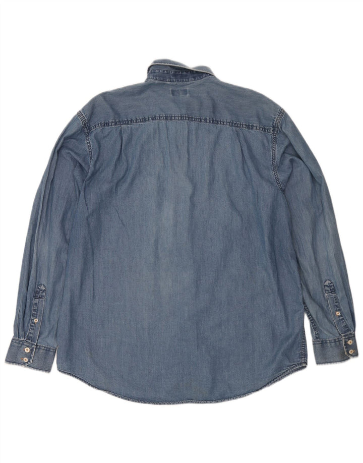 Izod Mens Denim Shirt Large Blue Cotton