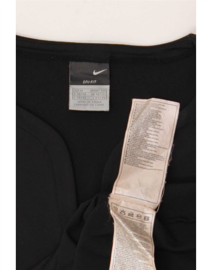 Nike Womens Dri Fit Crop Vest Top UK 10/12 Medium Black Striped Polyester