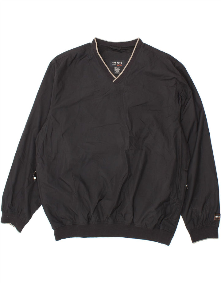 IZOD Mens Pullover Tracksuit Top Jacket XL Black Polyester Vintage Izod and Second-Hand Izod from Messina Hembry 