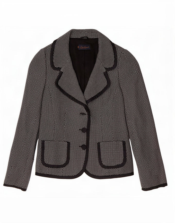 Luisa Spagnoli Damen 3-Knopf-Blazerjacke UK 10 Small Schwarz gesprenkelte Wolle