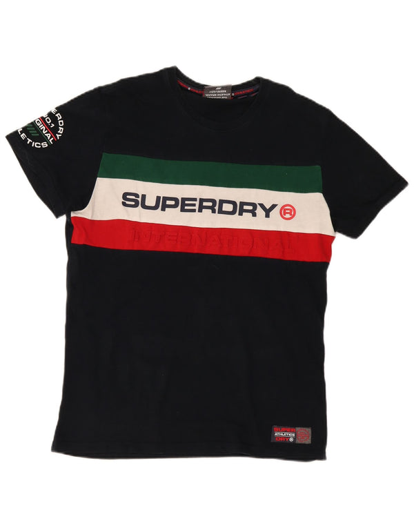 Superdry camiseta masculina gráfica top grande algodão colorblock preto