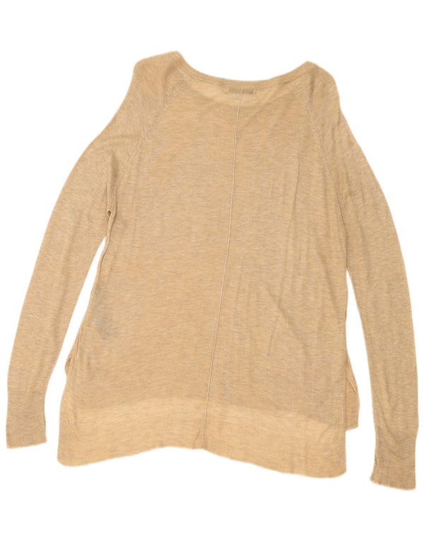 Zara Womens Boat Neck Jumper Sweater UK 10 Small Beige Flecked Viscose