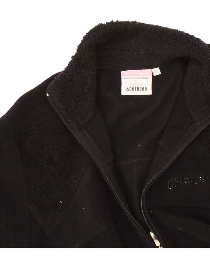 CHAMPION Womens Fleece Jacket UK 16 Large Black Polyester Vintage Champion and Second-Hand Champion from Messina Hembry 