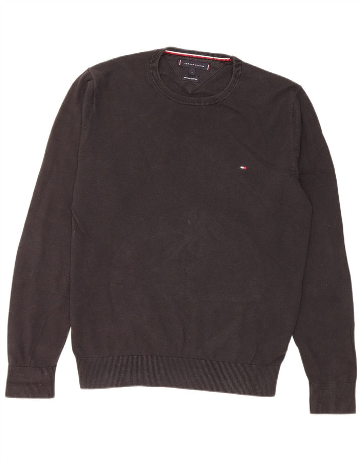 Tommy Hilfiger Womens Crew Neck Jumper Sweater Small Black Cotton