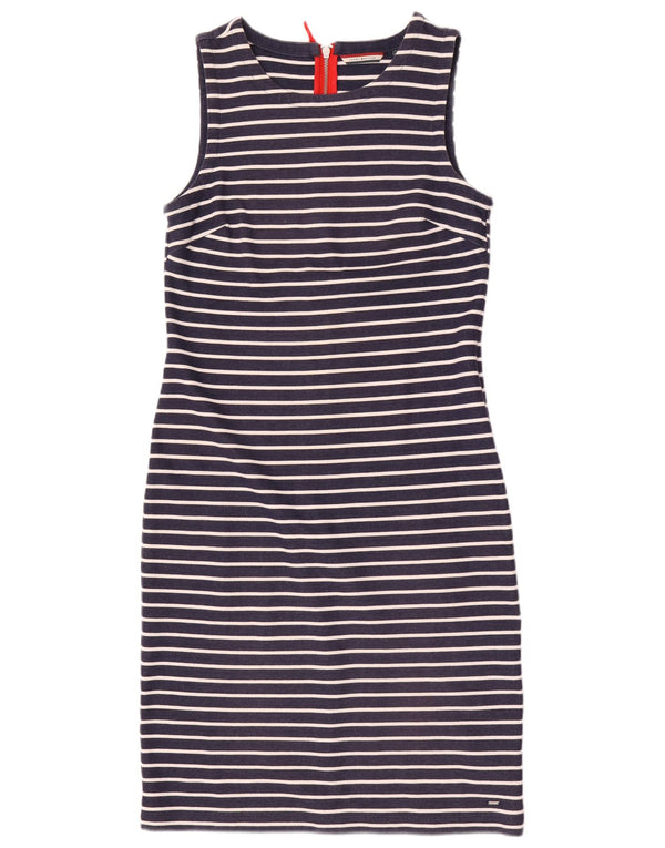 Tommy Hilfiger Robe fourreau sans manches pour femme UK 14 Large Bleu marine rayé