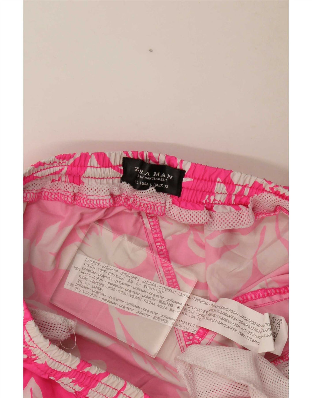 Zara Mens Sport Shorts Large  Pink Floral Polyester