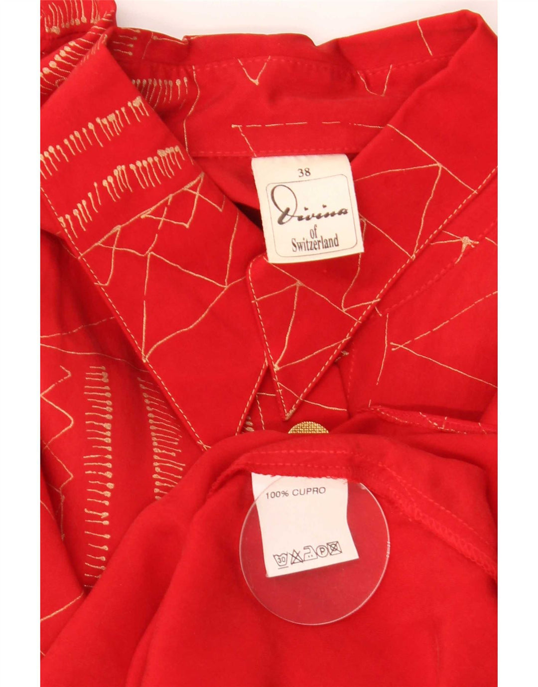 Divina Dame Skjorte Bluse EU 38 Medium Rød Geometrisk Cupro