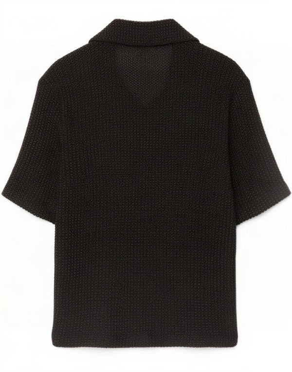 Chemise À Manches Courtes Homme Zara Homme Coton Chiné Noir Moyen