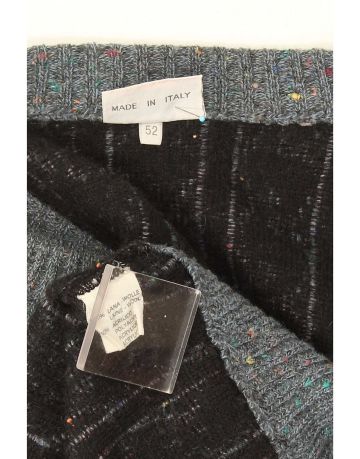 Ranger Cardigan Homme Pull IT 52 Large Gris Géométrique Laine