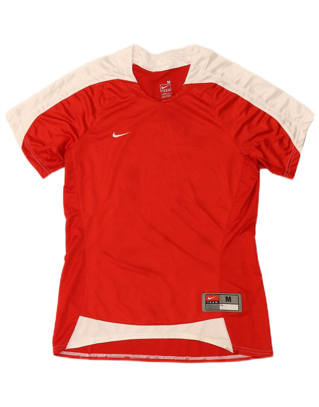 Nike Womens Fit Dry T-Shirt Top US 8/10 Medium Red Colourblock Polyester
