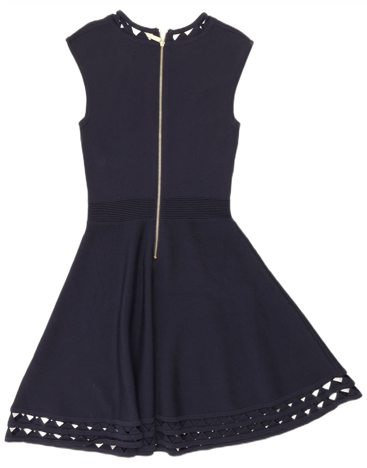 Ted Baker Womens Slim Fit A-Line Dress Size 2 Small Navy Blue Viscose