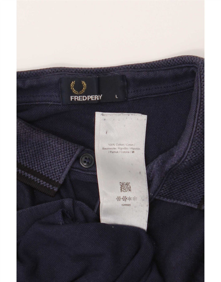 Fred Perry Mens Polo Shirt Large Navy Blue Cotton