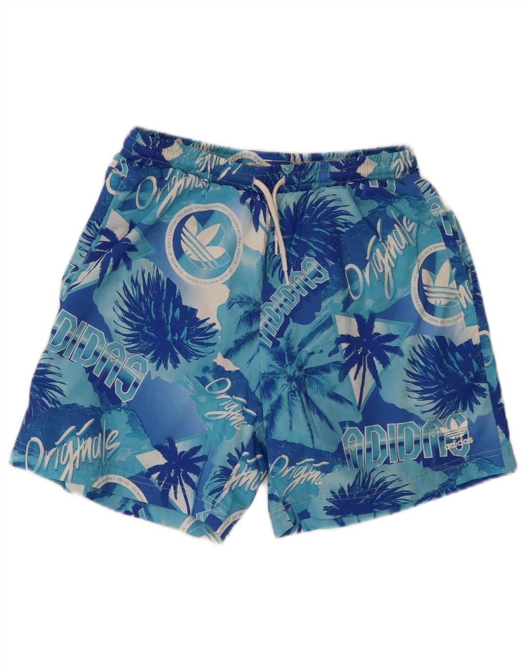 Adidas Mens Graphic Swimming Shorts Small Blue Polyester Hawaiian
