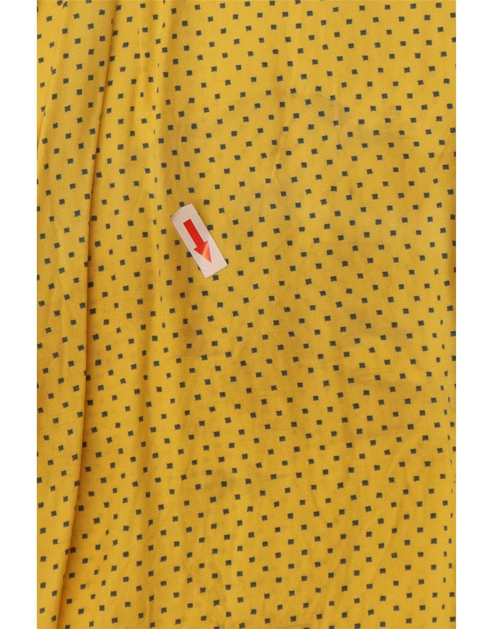 Vintage Mens Short Sleeve Shirt Large Yellow Spotted Viscose