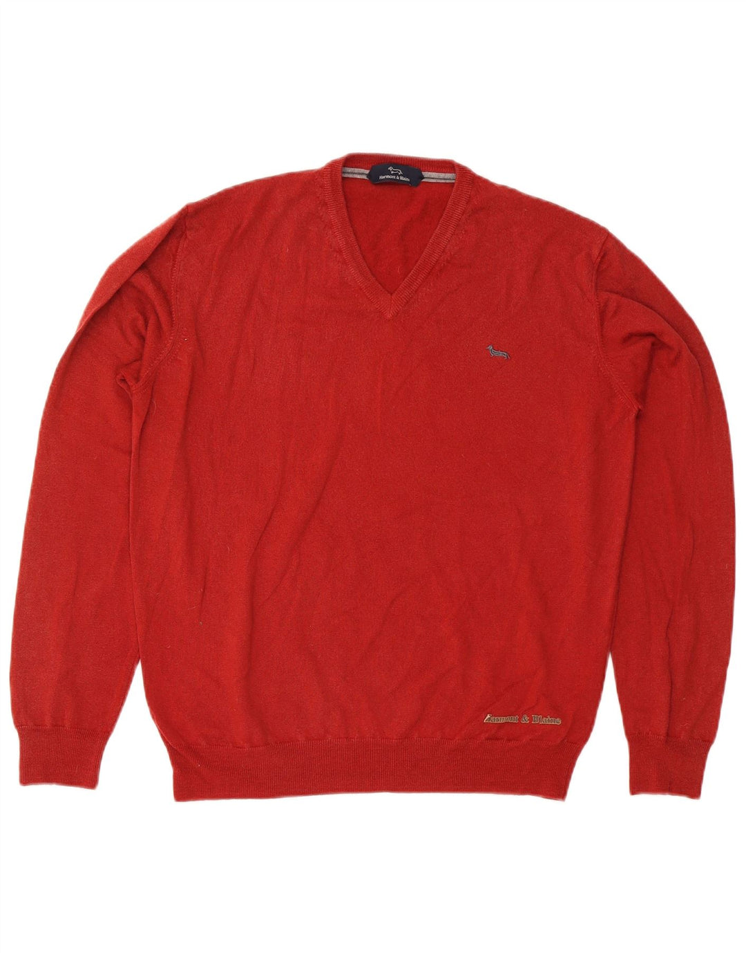 Harmont & Blaine Herre V-hals sweater Stor rød uld