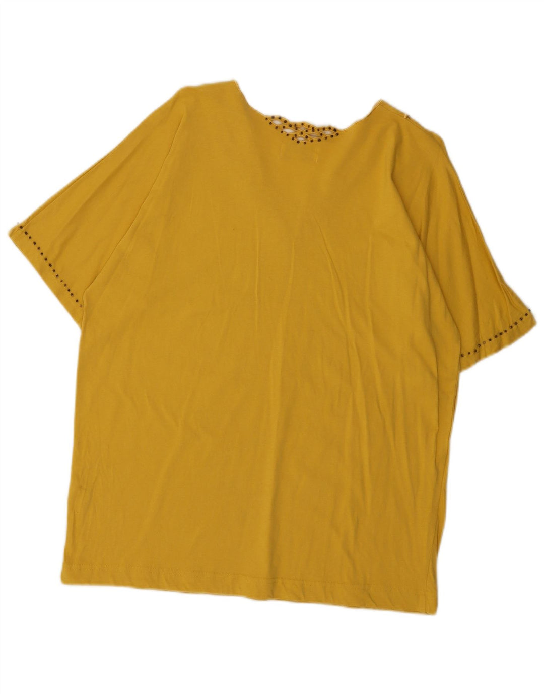 Vintage Womens Blouse Top UK 16 Large Yellow Cotton