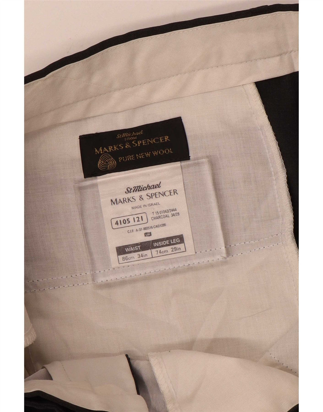 Calça masculina Marks & Spencer com pegged suit W34 L29 lã cinza