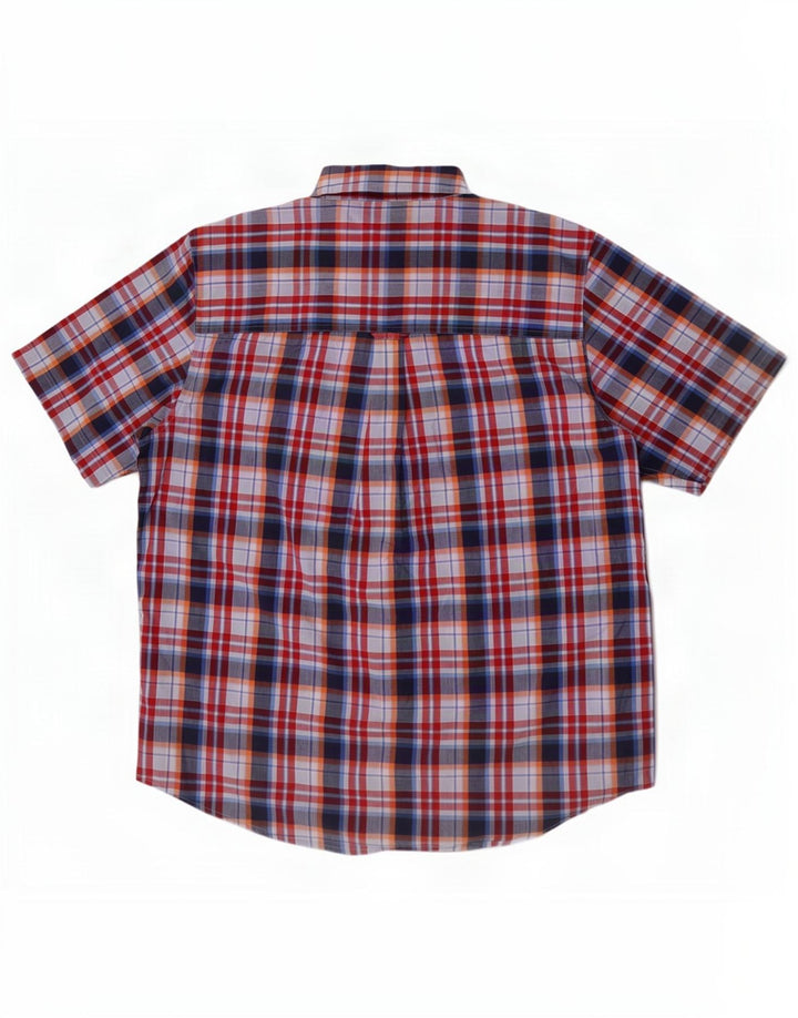 Chaps Chemise à manches courtes pour homme en coton à carreaux multicolores