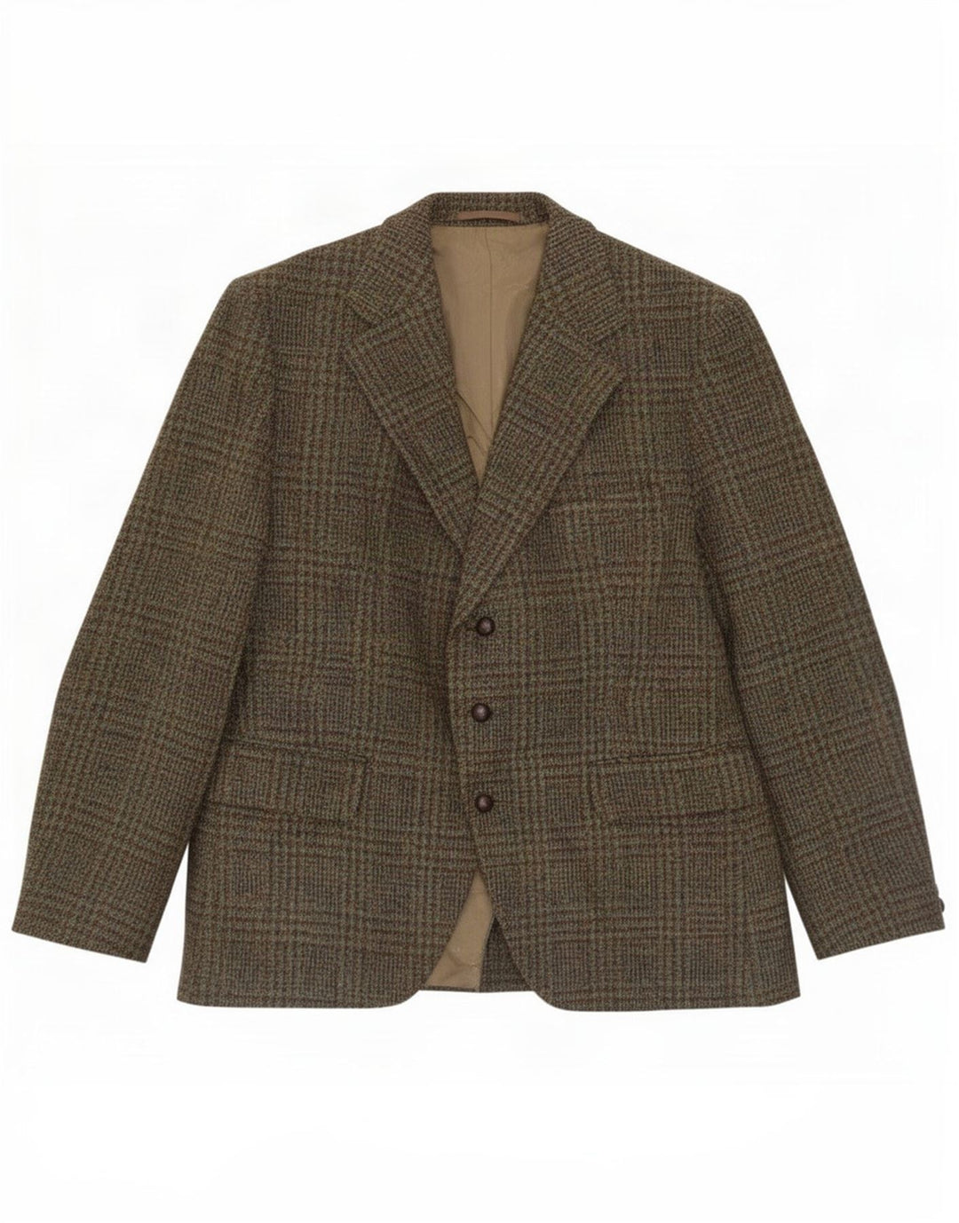 Harris Tweed Veste blazer à 3 boutons pour homme UK 38 Kaki pied-de-poule moyen