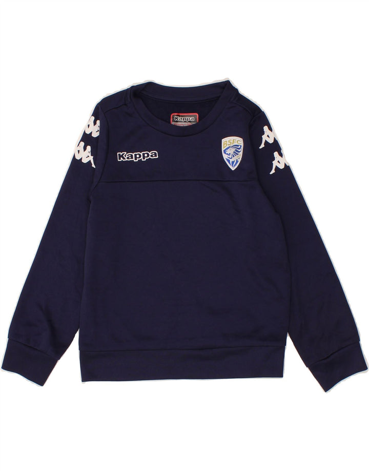 KAPPA Boys Graphic Sweatshirt Jumper 7-8 Years Navy Blue Polyester Vintage Kappa and Second-Hand Kappa from Messina Hembry 