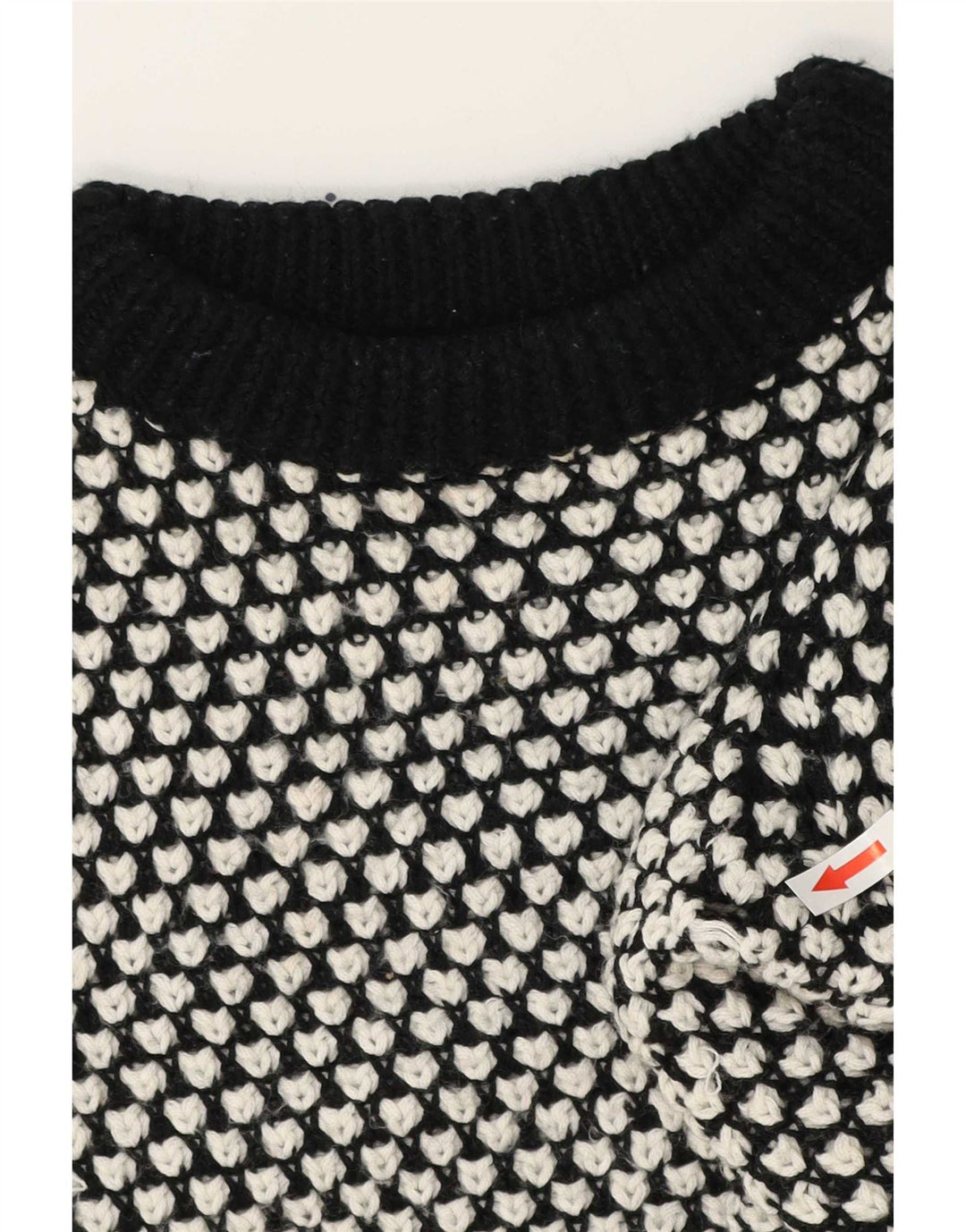 Zara Γυναικείο Abstract Pattern πουλόβερ με λαιμόκοψη UK 14 Medium μαύρο