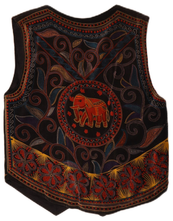 Vintage mujer chaleco Reino Unido 20 2XL negro Paisley