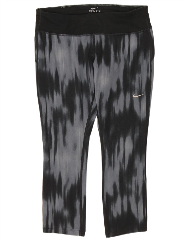 Nike Dame Dri Fit Capri Leggings UK 12 Medium Blue Tie Dye Polyester